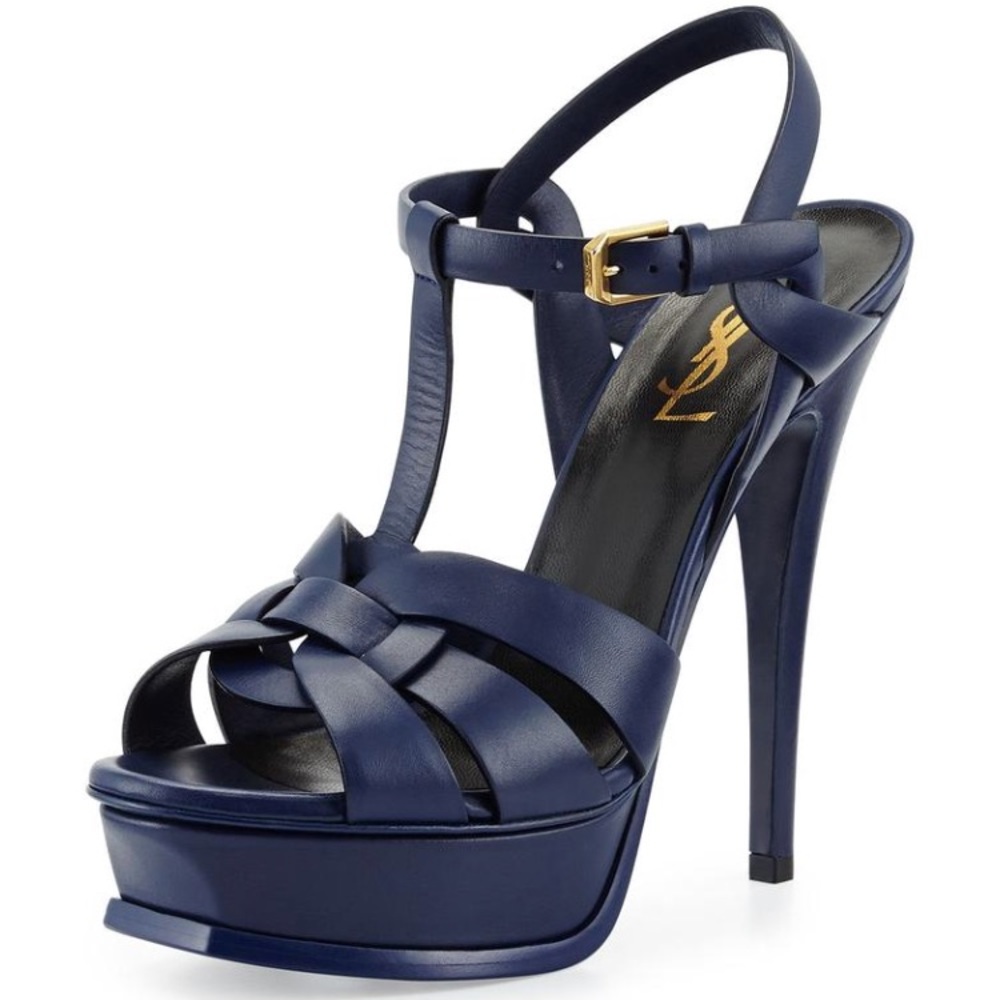 Yves Saint Laurent Navy Tribute Platform Sandal